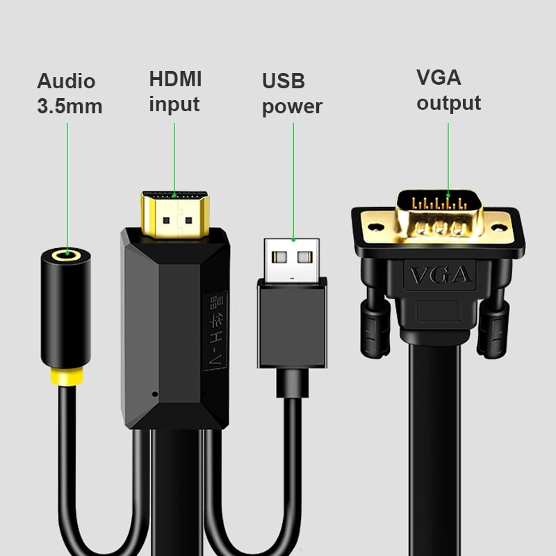hdmi to vga + audio 2 met 3 met 5 met