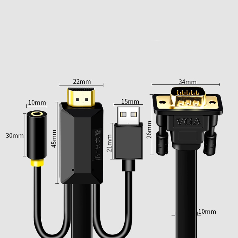 hdmi to vga + audio 2 met 3 met 5 met