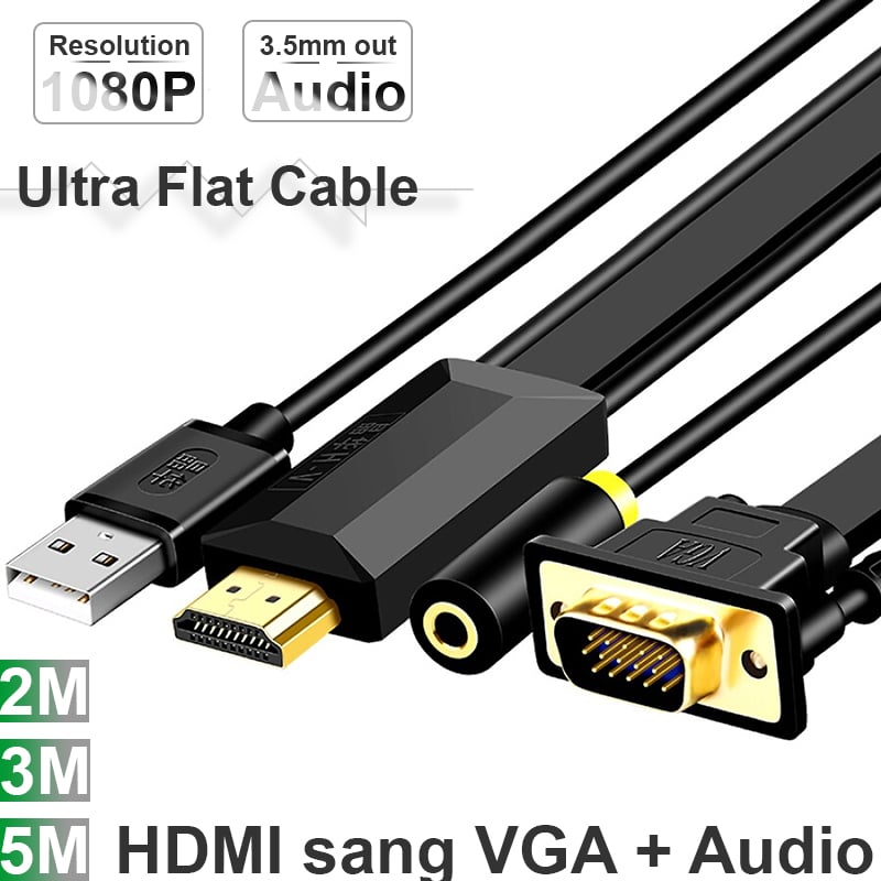 hdmi to vga + audio 2 met 3 met 5 met