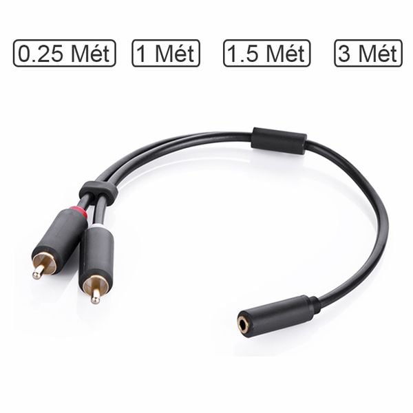 Cáp Audio 3.5mm Female to 2RCA Male UGREEN mạ vàng 24K 0.25M 1M 1.5M 2M 3M - Phụ Kiện Điện Tử Việt Nam