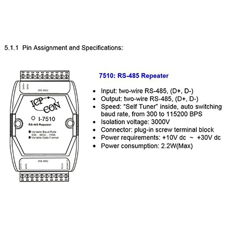 i-7510 repeater rs485 icpcon icpdas