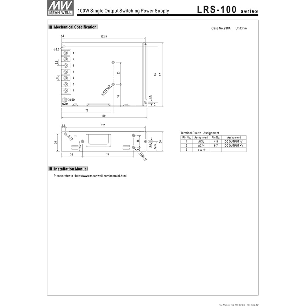 nguon led to ong meanwell lrs-100-24 24v-4.5a 108w