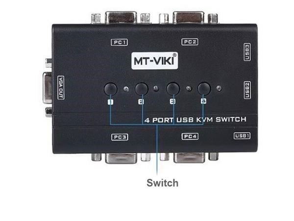 Auto KVM Switch VGA USB 4 port -chuyển mạch 4 CPU ra 1 màn hình VGA kèm cáp MT-VIKI MT-460KL - Phụ Kiện Điện Tử Việt Nam
