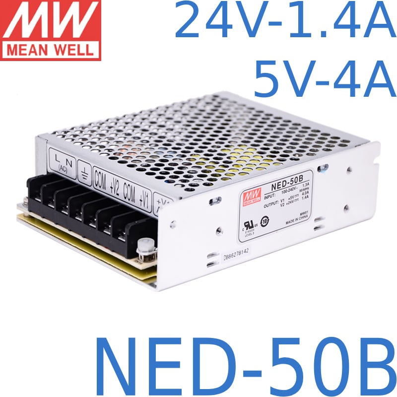 Nguồn DC LED 2 trong 1 24V 5V Meanwell NED-50B Đài Loan