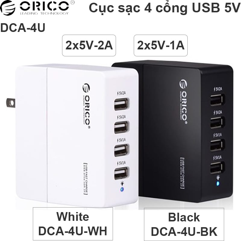 cuc sac nguon 4 cong usb 5v2a