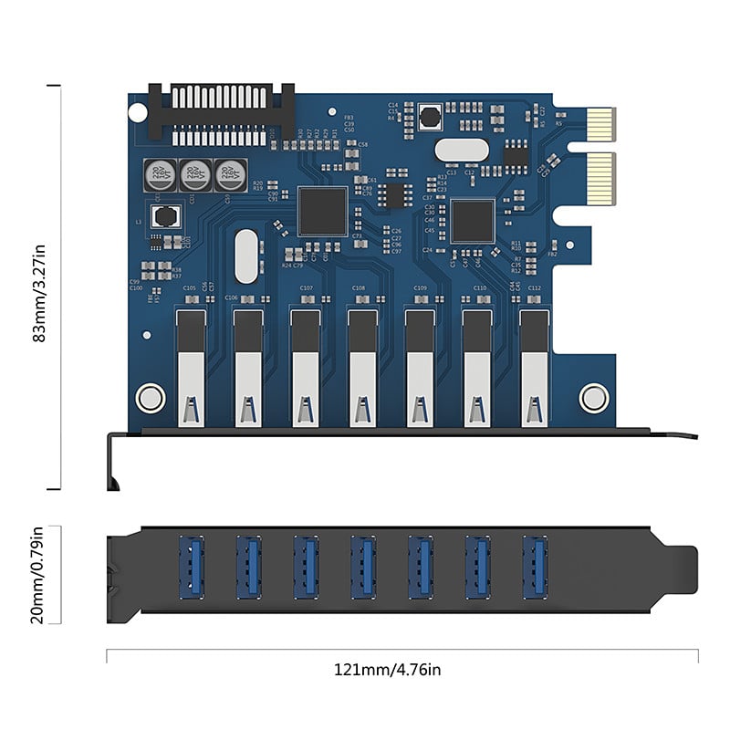 pci-e card usb 3.0 7 port orico pvu3-7p