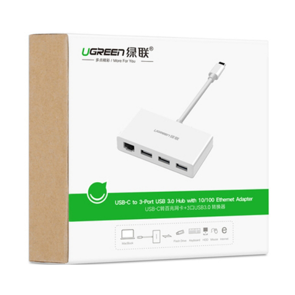 usb-c to 3 usb 3.0 1 lan rj45 ugreen