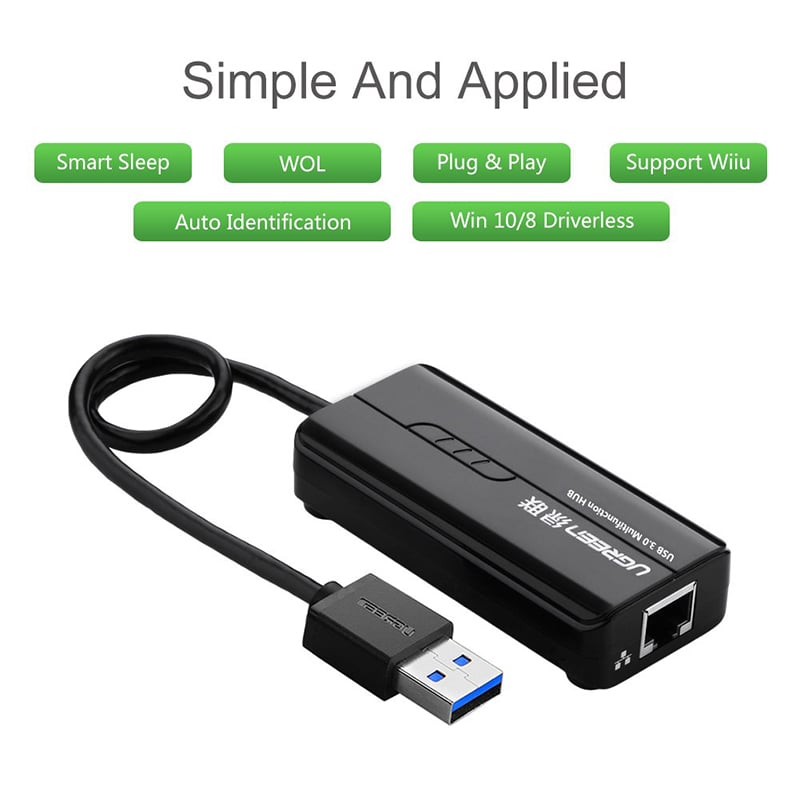 hub chia usb 3.0 3 cong 1 cong lan ugreen 20266