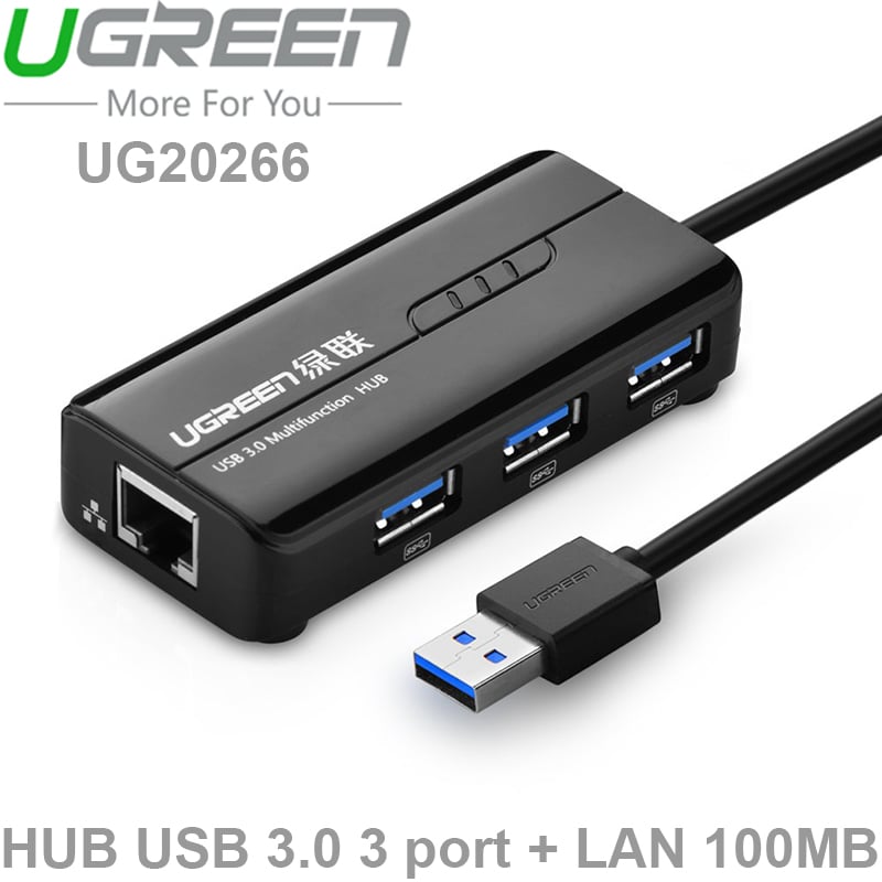 hub chia usb 3.0 3 cong 1 cong lan ugreen 20266