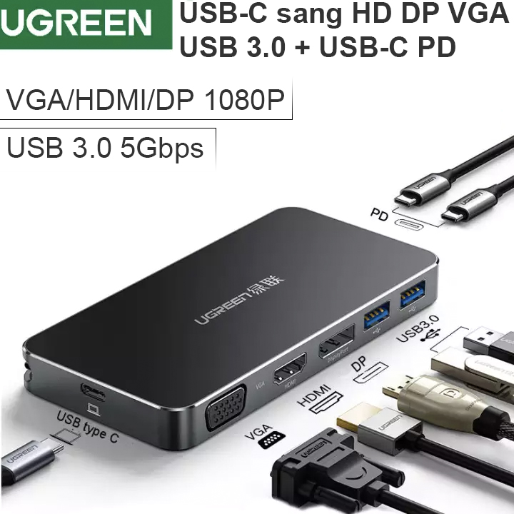 usb type-c 3.1 ra hd display port vga usb 3.0 ugreen 40872
