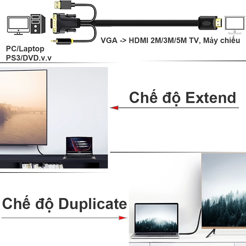 vga sang HDMI 2 met 3 met 5 met